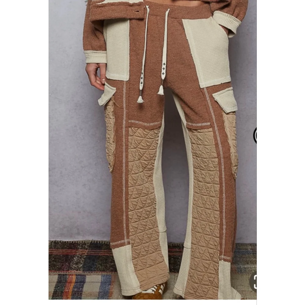 POL Brown & Beige Quilted Waffle Knit Set S - Picture 3 of 4